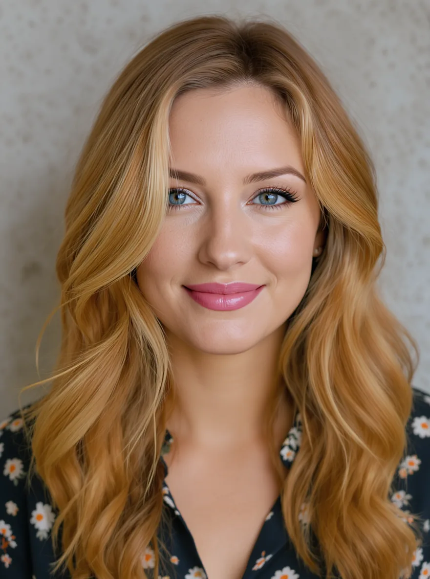 golden honey blonde long layers